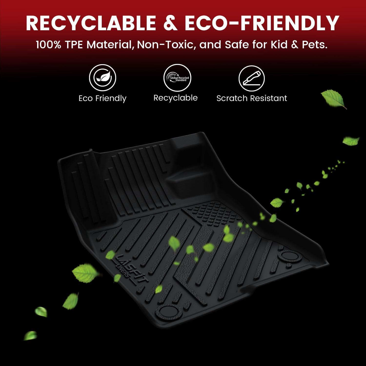 LASFIT Floor Mats & Trunk Mat for Dodge Charger 2011-2023 RWD, for Chrysler 300 2011-2023 RWD Without Subwoofer, All Weather TPE Custom Fit Car Mats Floor Liners Cargo Liner Cargo Mat Black