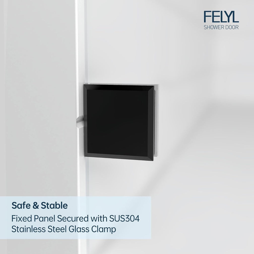 Frosted Black Sliding Shower Door 55-60' W x 72' H, Single Sliding Door, Frameless, 1/4'(6mm) Tempered Glass, Reversible Installation