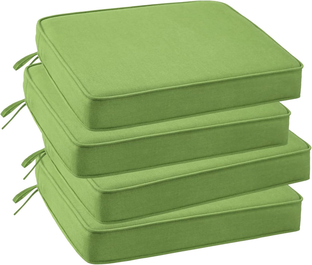 Outdoor Sunbrella Square Corner Seat Cushion, 18.5'x16'x3', Set of 4, Non Slip Seat Cushion Pads with Removable Cover for Patio Furniture, Garden Yard Lawn, Canvas Ginkgo