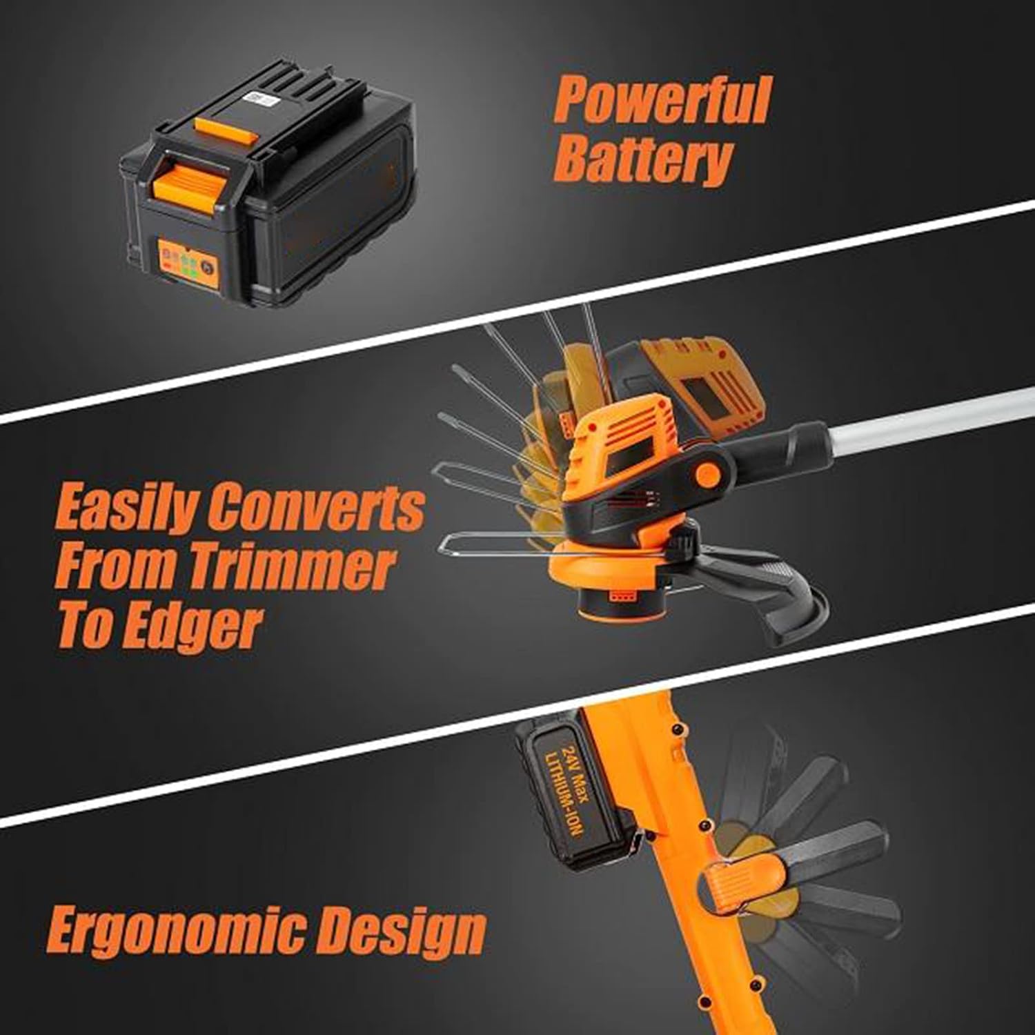 Portable Cordless Electric Lawn Mower Self-Propelled Lawn Mower String Trimmer Combo Kit 24V 4.0Ah Battery & Charger