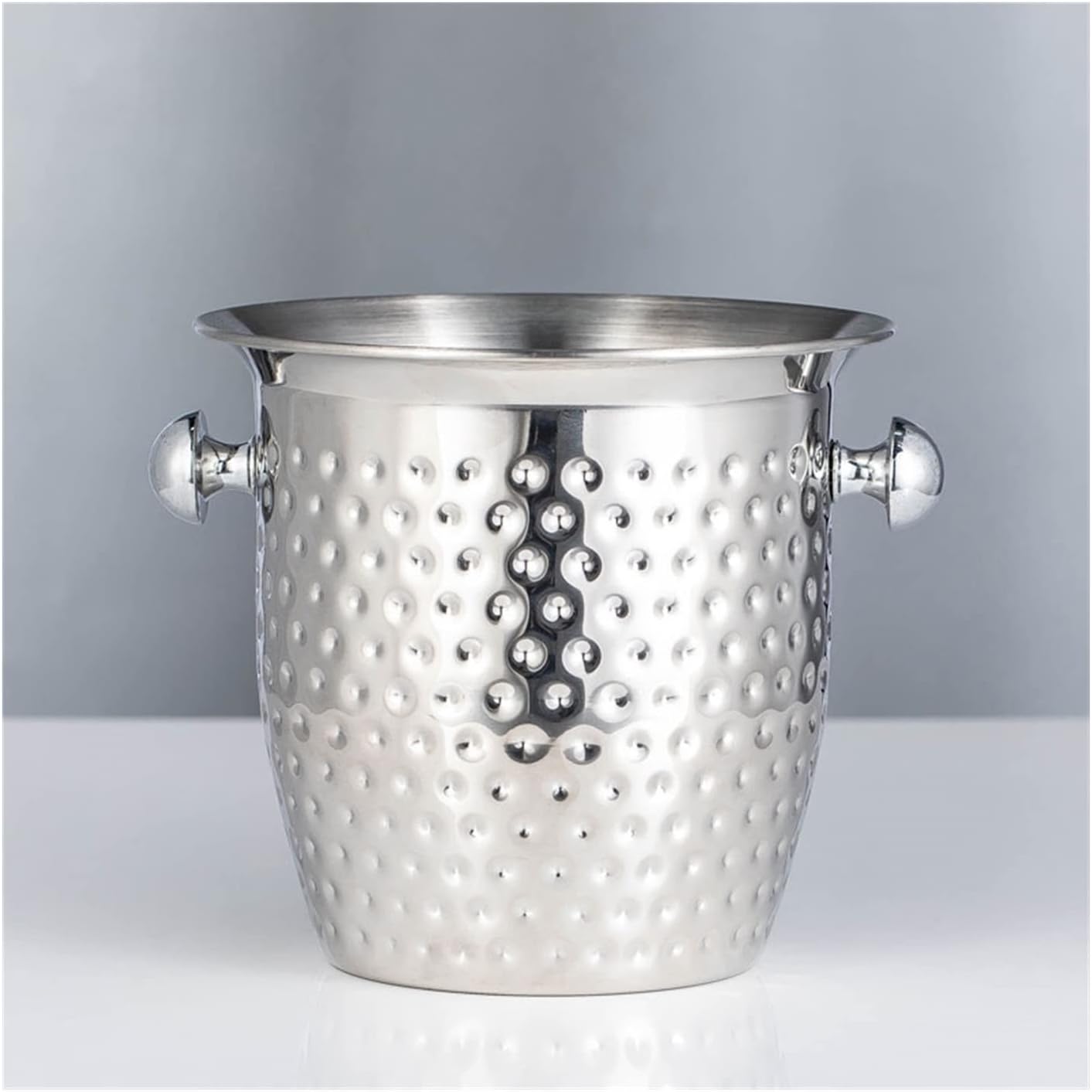 ice Bucket Stainless Steel Ice Bucket Bar KTV Service Wine Barrel Hammered Binaural Red Wine Ice Wine Barrel Perfect for Wine Champagne Champagne Bucket (B)