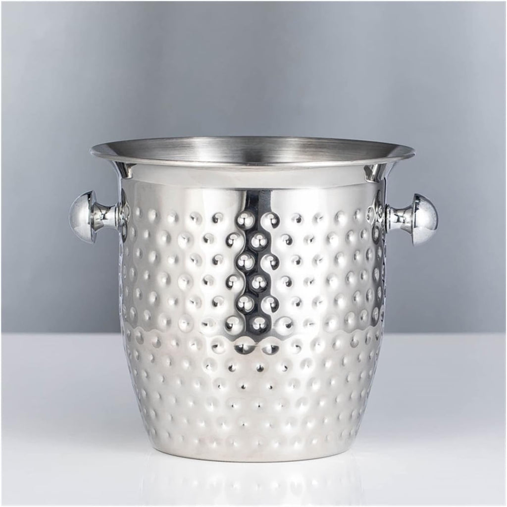Ice Buckets Stainless Steel Ice Bucket Bar KTV Service Wine Barrel Hammered Binaural Red Wine Ice Wine Barrel Perfect for Wine Champagne Ice Bucket Kits (Color : B)