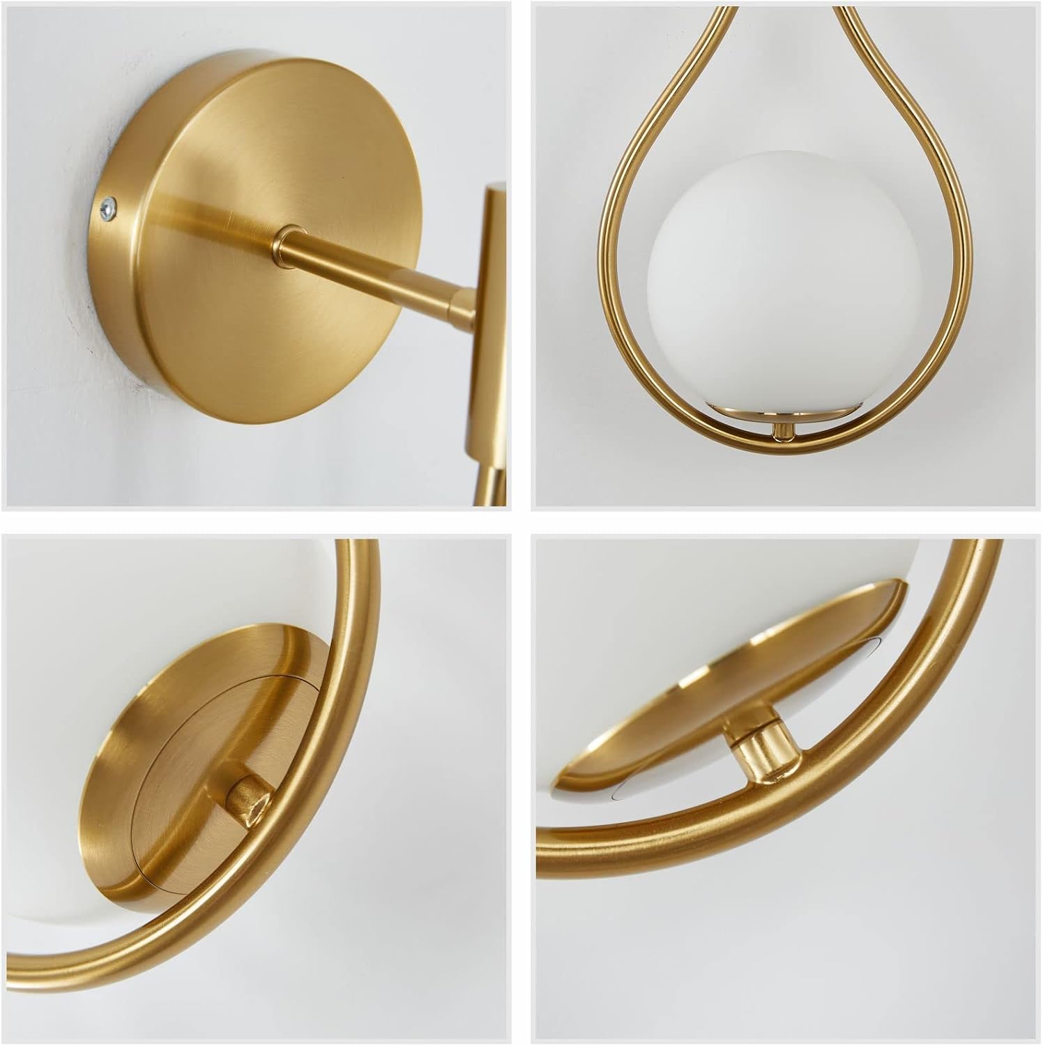 BOKT Modern Glass Wall Lamp Gold Wall Mounted Sconces,Mid-Century Bedroom Bedsides Water Drop Wall Light Home Decoration (Plug in-2Pack)…