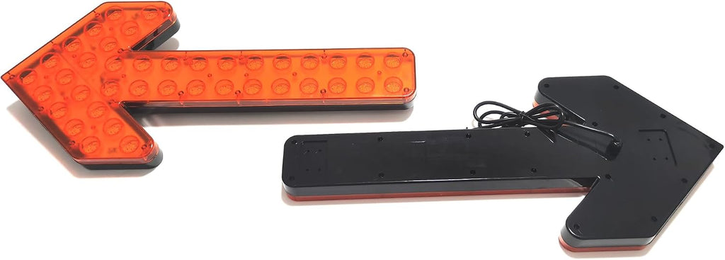 CFLMYYXGS 12V-24V 640 LED Universal Waterproof Vehicle Arrow Pilot Signal Light Watering Cart Sweeper Work Car Construction Vehicle LED Pilot Light Wrecker Indicator Light bar(Amber-Case-Amber)