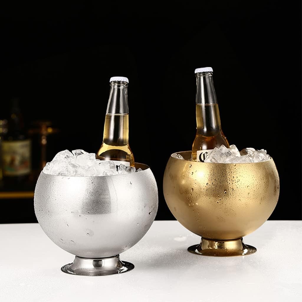 Ice Bucket Ice Bucket for Freezer Bar Stainless Steel Ice Bucket Champagne Beer Red Wine Ice Bucket Hotel Kitchen Convenient Portable Ice Bucket Beverage Bucket Ice Buckets Party Cooler Drink Cooler(B