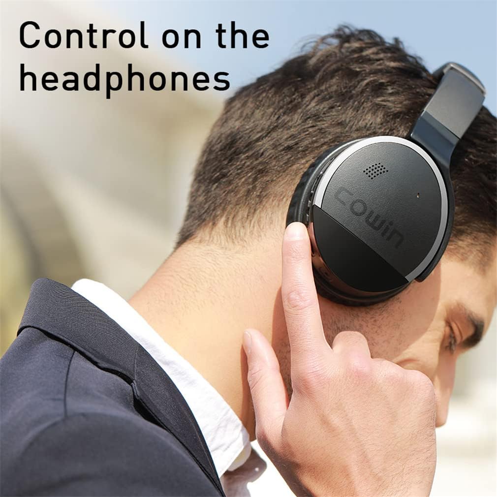 Bluetooth 5.0 Wireless Over-Ear Headphones with Mic ANC Active Noise Cancelling Foldable Headsets, Hi-Fi Stereo Deep Bass Soft Protein Earpads for Sports/TV/Work,Gold