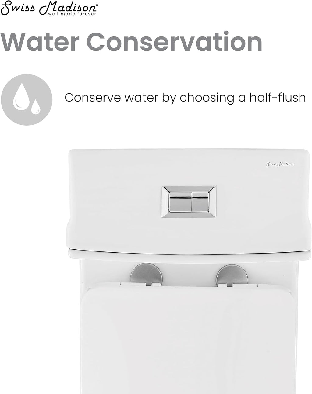 Swiss Madison SM-1T278, Concorde One Piece Square Toilet Dual Flush 1.1/1.6 gpf with 10' Rough In