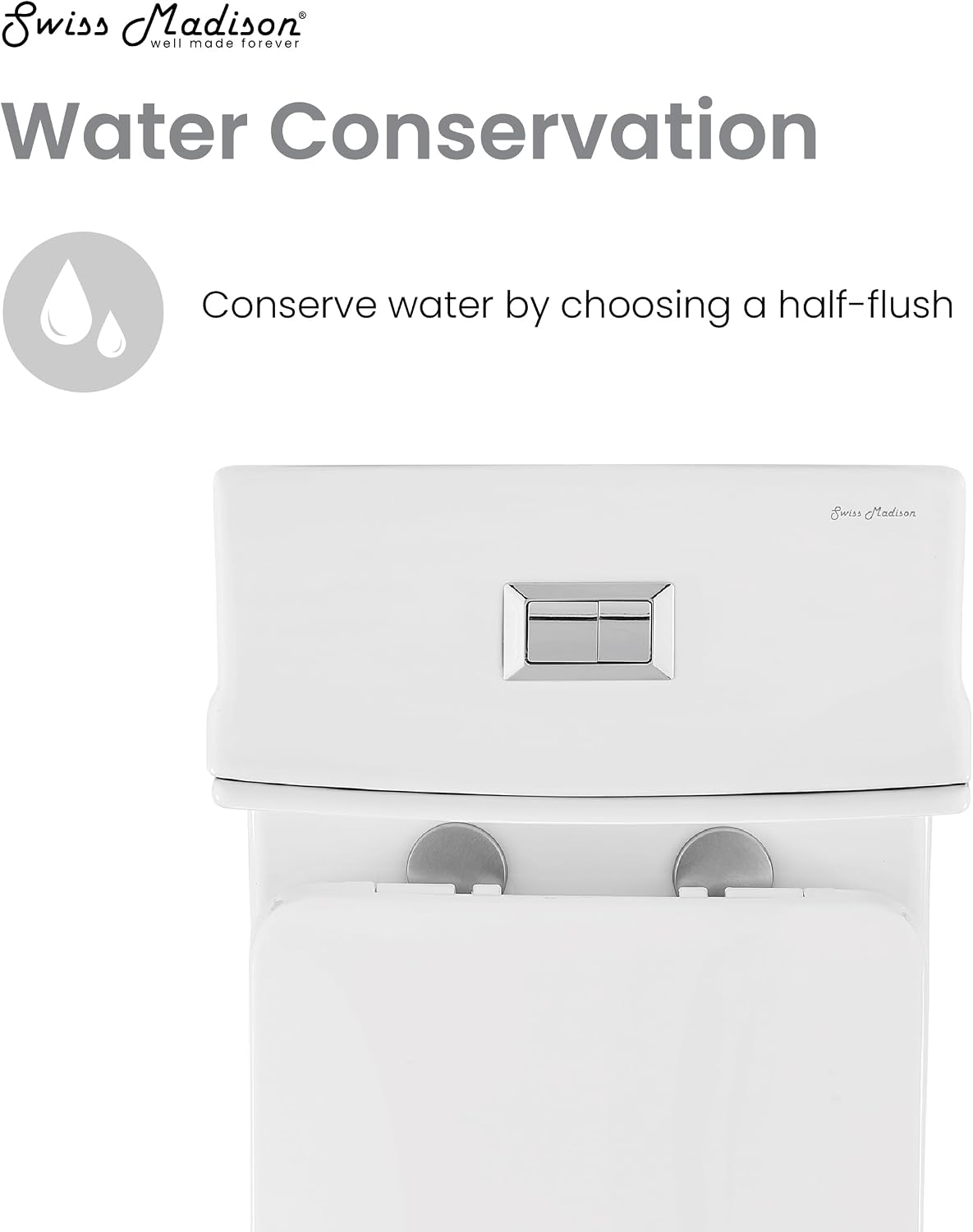 Swiss Madison SM-1T278, Concorde One Piece Square Toilet Dual Flush 1.1/1.6 gpf with 10' Rough In