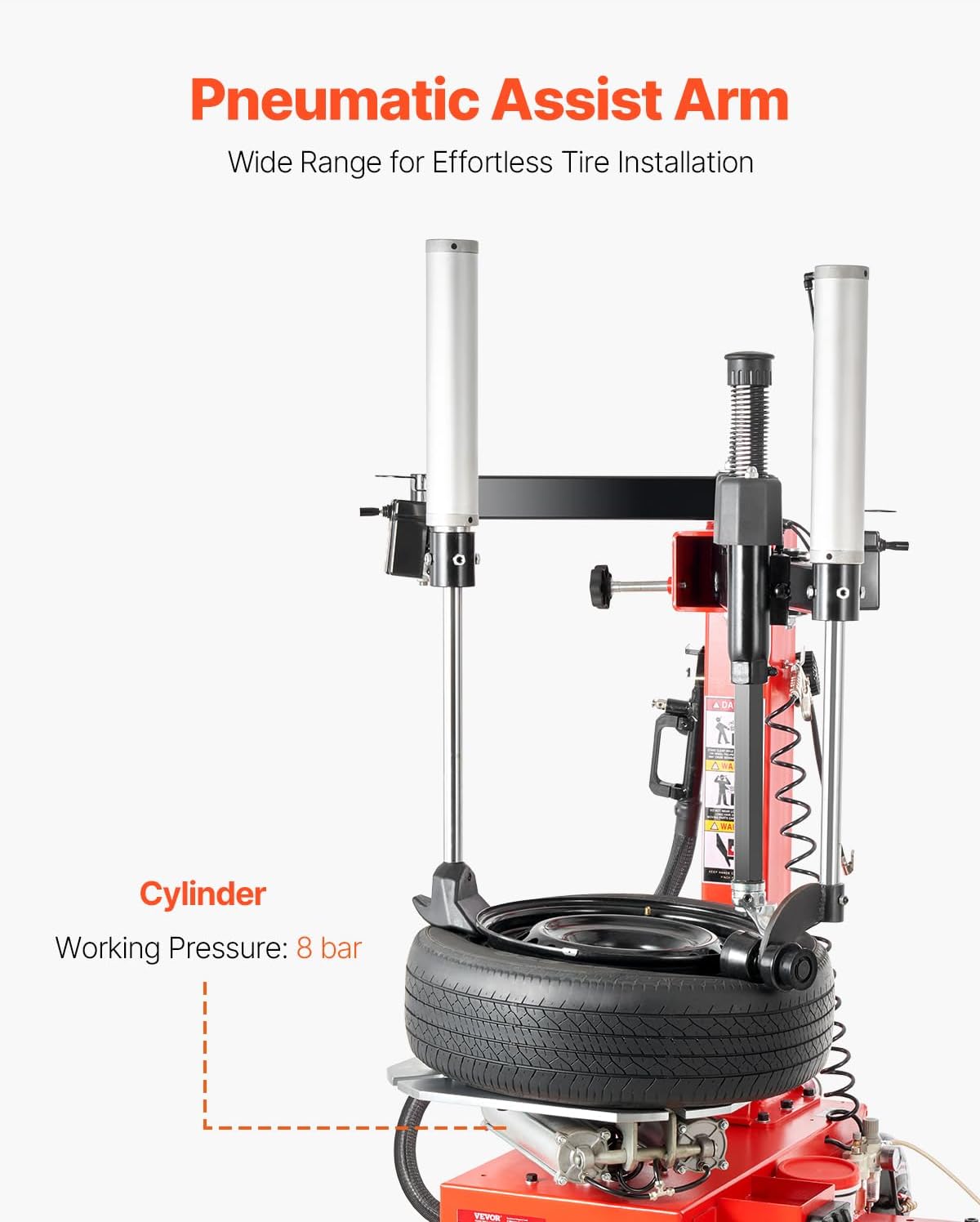 VEVOR Tire Changer Machine, 2.0HP Copper Motor, Durable Tire Changer with Air Pressure Gauge & Pneumatic Assist Arm, Pedal Operated Tire Changer with Thickened Chuck, Fit for Sedan/SUV/Pickup Truck