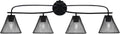 Toltec Lighting Cavella 4-Light Bath Bar – Modern Vanity Light Fixture for Bathroom – Dimmable and LED-Compatible Wall Light – Matte Black Finish, 7' Matte Black Mesh Metal Shades