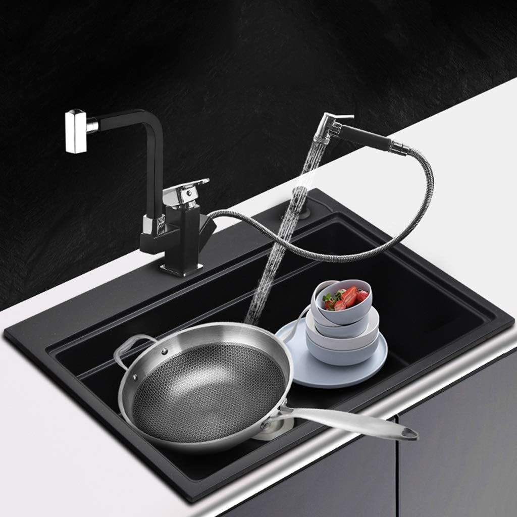 Kitchen Sinks Bath Fixtures Square Sink Black Kitchen Wash Basin Bathroom Washing Hands Sink Kitchen Cleaning Pool Makeup Big Pool Quartz Stone Single Mouth S