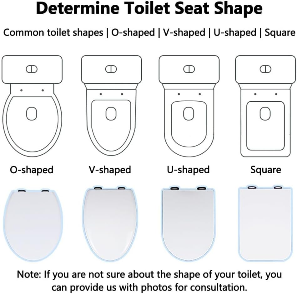 Wttfc Soft Close Toilet Seat,Black Toilet Seats with Adjustable Hinge,Toilet Lid Loo Cover for Family Bathroom with Assemble Fixtures,UF Material,Various Shapes,V Shaped