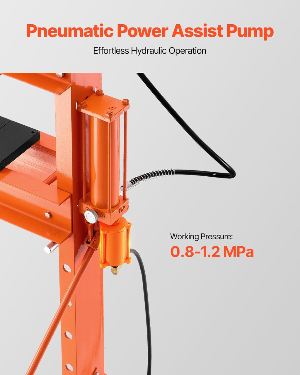 VEVOR Hydraulic Shop Press, 20 T H-Frame Pneumatic Shop Press with Press Plate, Stable Garage Floor Adjustable Hydraulic Press with Triangular Support, Fit for Bending, Straightening & Stamping