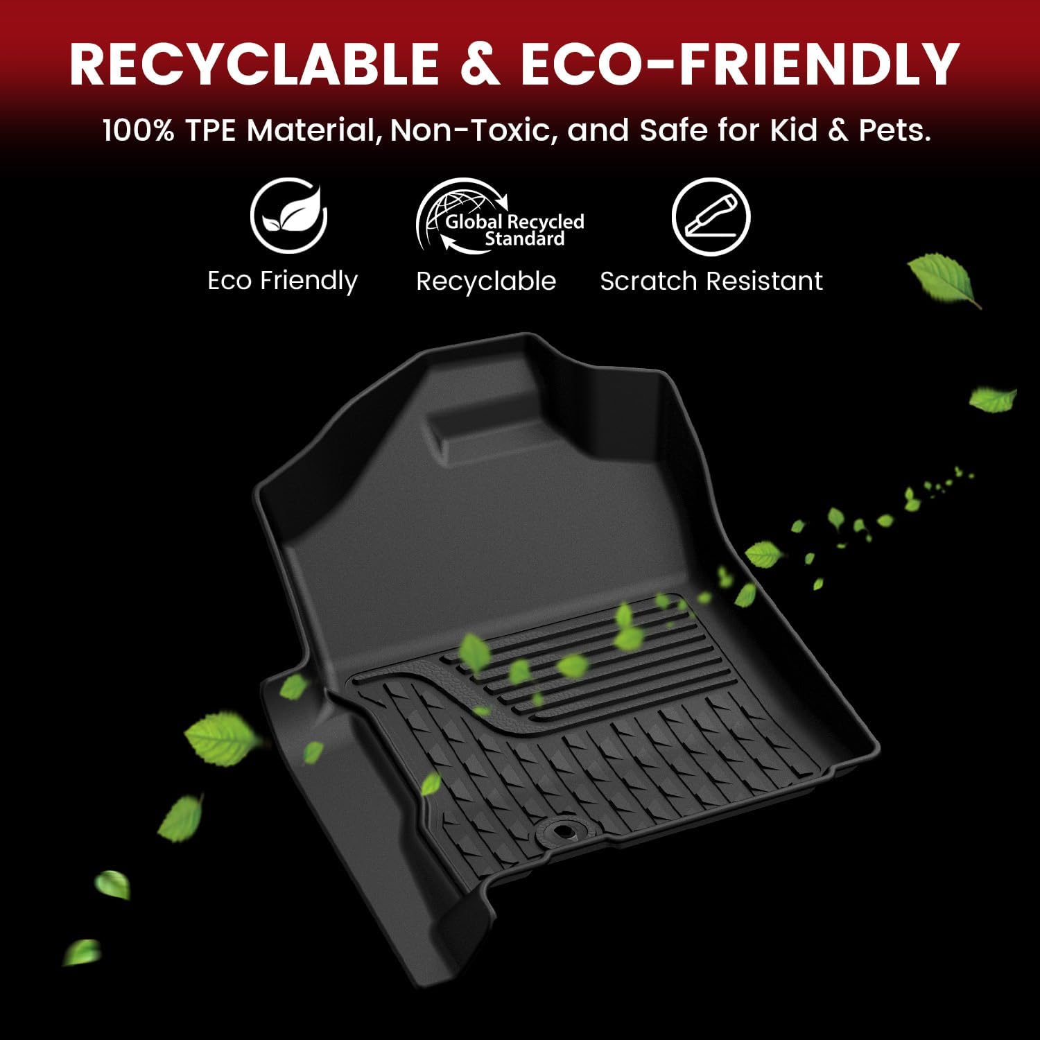 LASFIT Floor Mats for 2002-2008 Dodge Ram 1500 Quad Cab, 2003-2009 for 2500/3500 Bucket Seating, Not Fit Have 4X4 Shifter, All Weather TPE Custom Fit Car Mats Floor Liners 1st & 2nd Row, Black