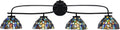 Toltec Lighting Cavella 4-Light Bath Bar – Modern Vanity Light Fixture for Bathroom – Dimmable and LED-Compatible Wall Light – Matte Black Finish, 7' Blue Mosaic Art Glass