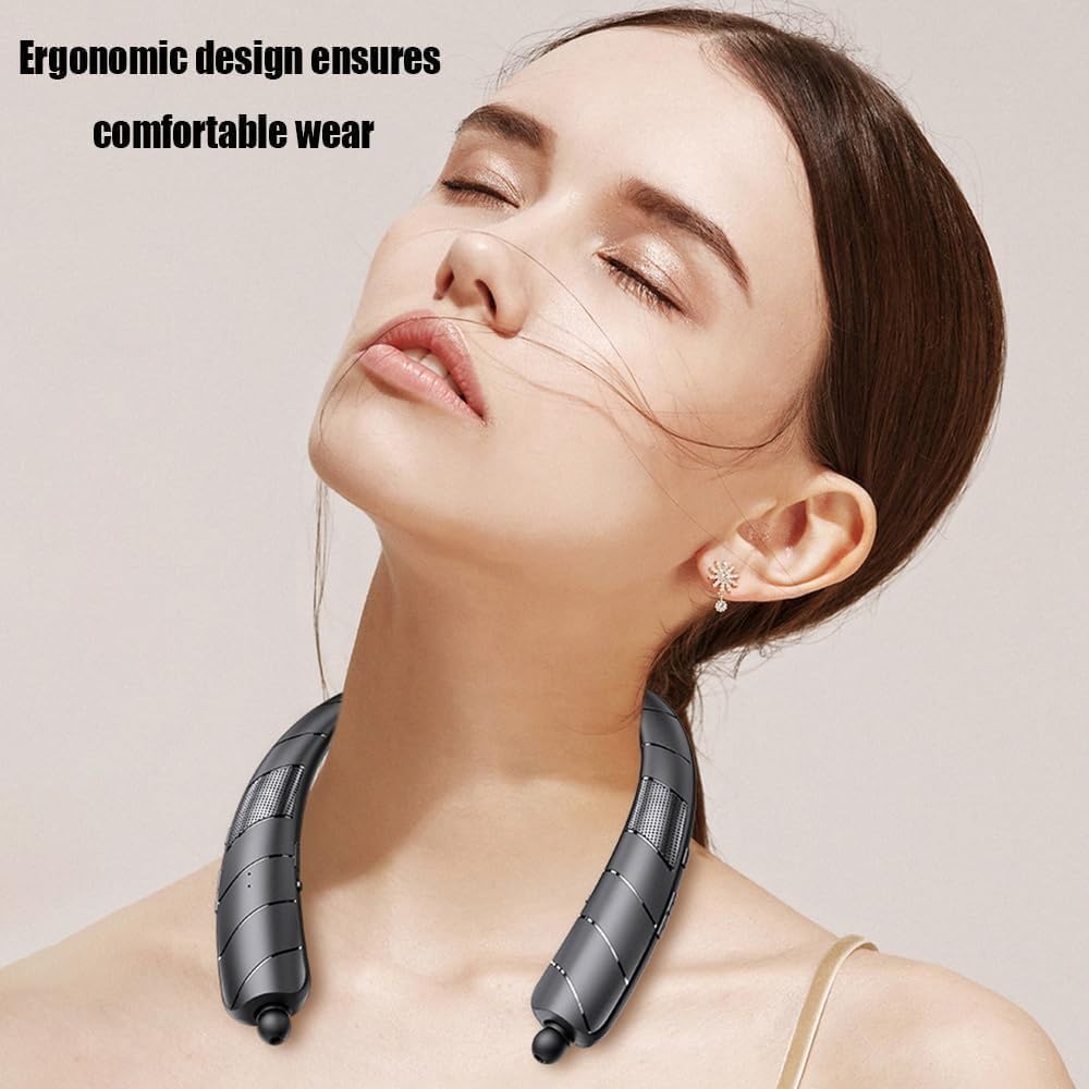 Neckband Bluetooth Headphones 48 Hours Battery Life Ultra-Lightweight Comfort Memory Collar ENC Call Noise Cancellation Fast Charging for Home,Traveling,Outdoor,Business Trips