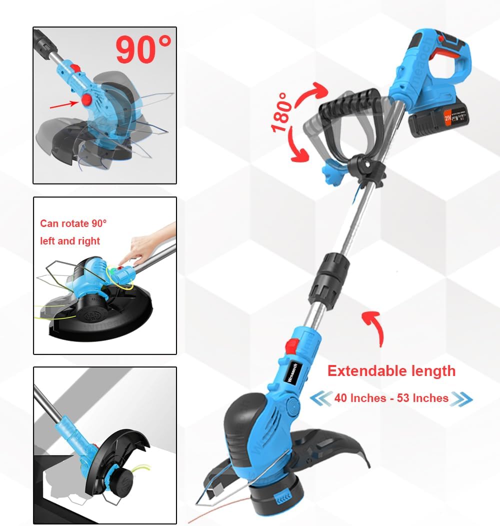 21V Electric String Trimmer Cordless String Trimmer with 12,000 RPM and 850W Motor Cordless Grass Trimmer with 2 Batteries 4.0Ah the Perfect Partner for Garden and Lawn Care