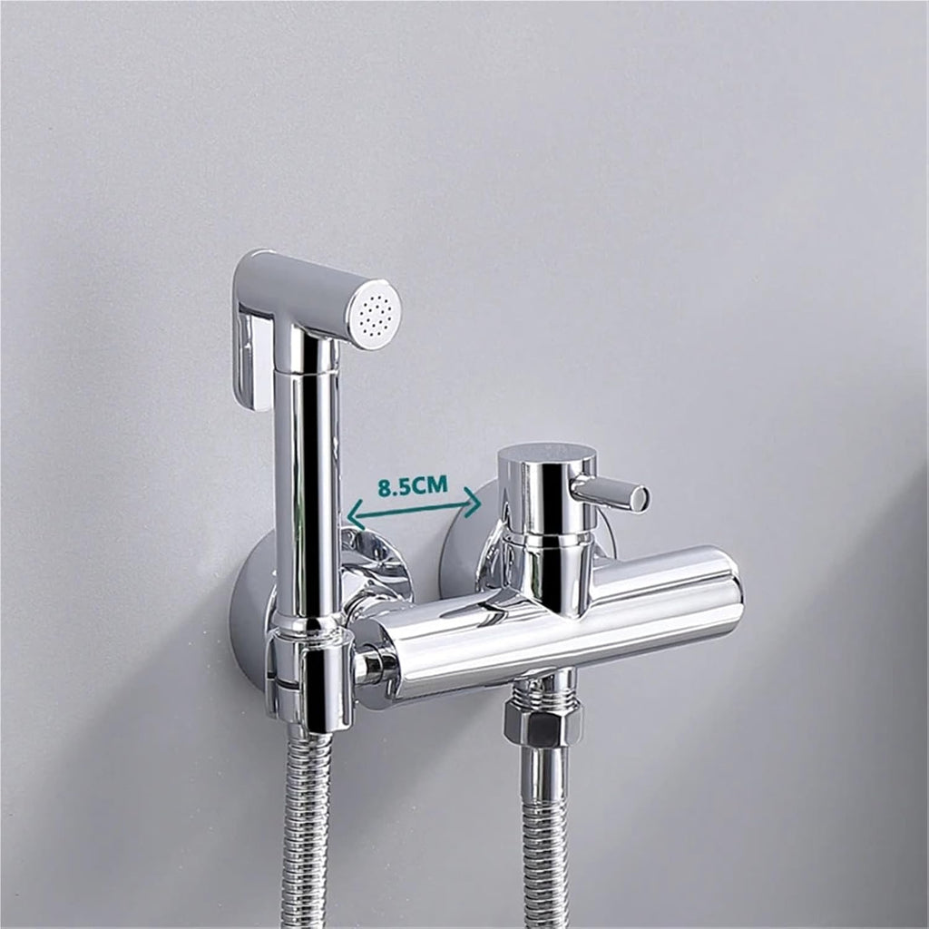 Bidet Cleaning Sprayer Set Solid Brass Valve and Body and Toilet Fixture Bathroom Hot and Cold with Hose-Whole Set