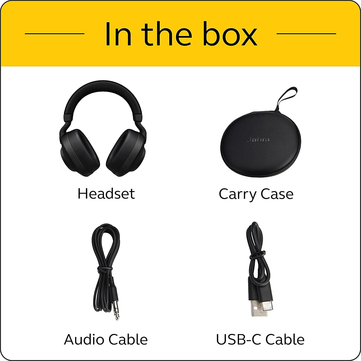 Jabra Elite 85h Wireless Noise-Canceling Headphones, Black – Over Ear Bluetooth Headphones Compatible with iPhone and Android - Built-in Microphone, Long Battery Life - Rain and Water Resistant