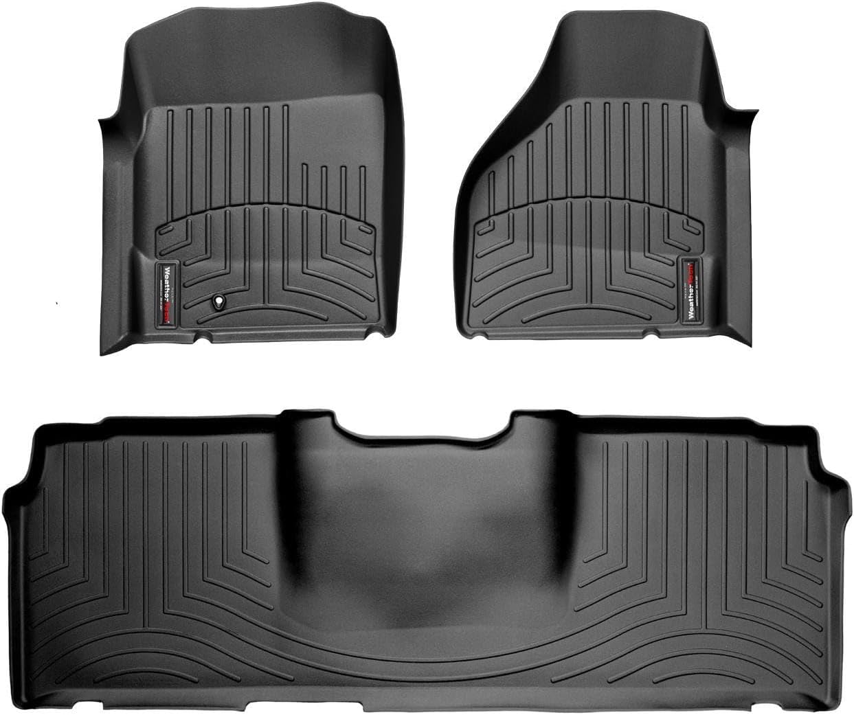 WeatherTech Custom Fit FloorLiners for Dodge Ram Truck 2500/3500, Ram Truck 1500-1st & 2nd Row (44012-1-3), Black