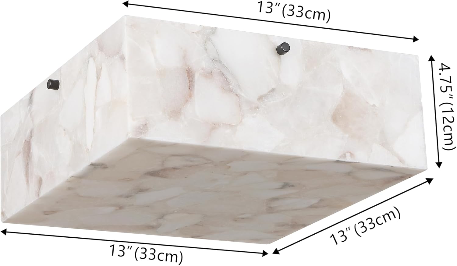 JONATHAN Y 13' White Marbling/Black Square LED Flush Mount Ceiling Light, Modern Decor, White Marble Alabaster Shade, 2-Light Fixture for Bedroom, Hallway, Bathroom, Glam Lighting (JYL1201B)