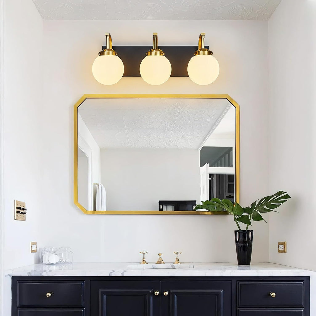 Modern Sand Black-Gold Bathroom Vanity Light Fixtures Over Mirror 3 Light Wall Sconce Vanity Light for Bathroom Lighting