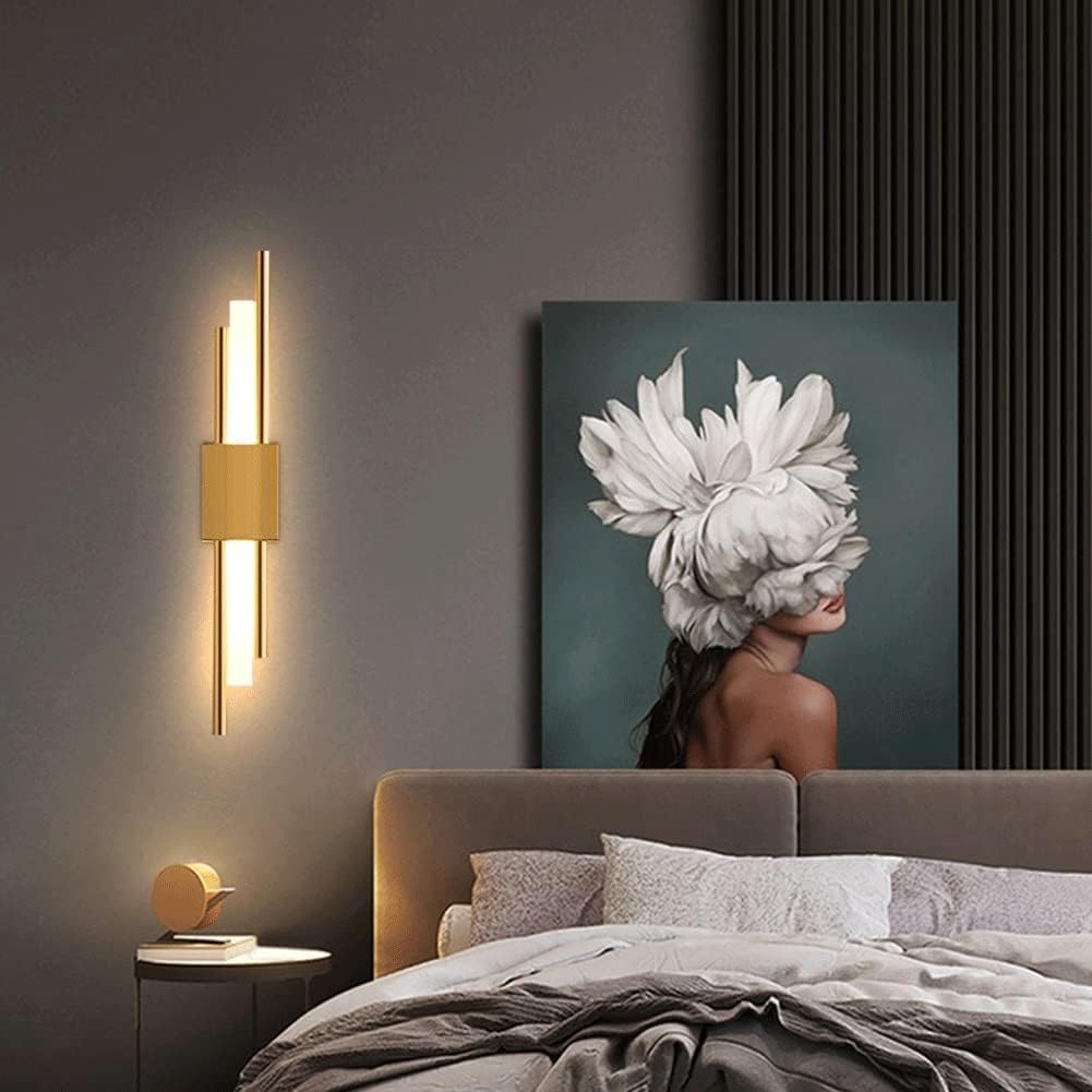 Wall Sconces Nordic Wrought Iron Wall Sconce Modern Minimalist Art Wall Light Wall Mounted Lighting Fixture for Bedroom Bathroom Villa Balcony Decoration Modern Wall Light Fixture(Warm Light,S-Gold)