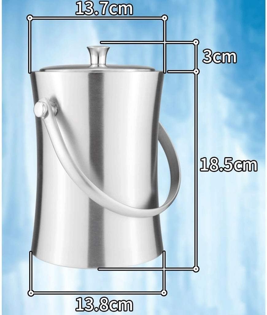 BTZHY Ice Bucket,White Metal Double Walled Set with Lid and Scoop