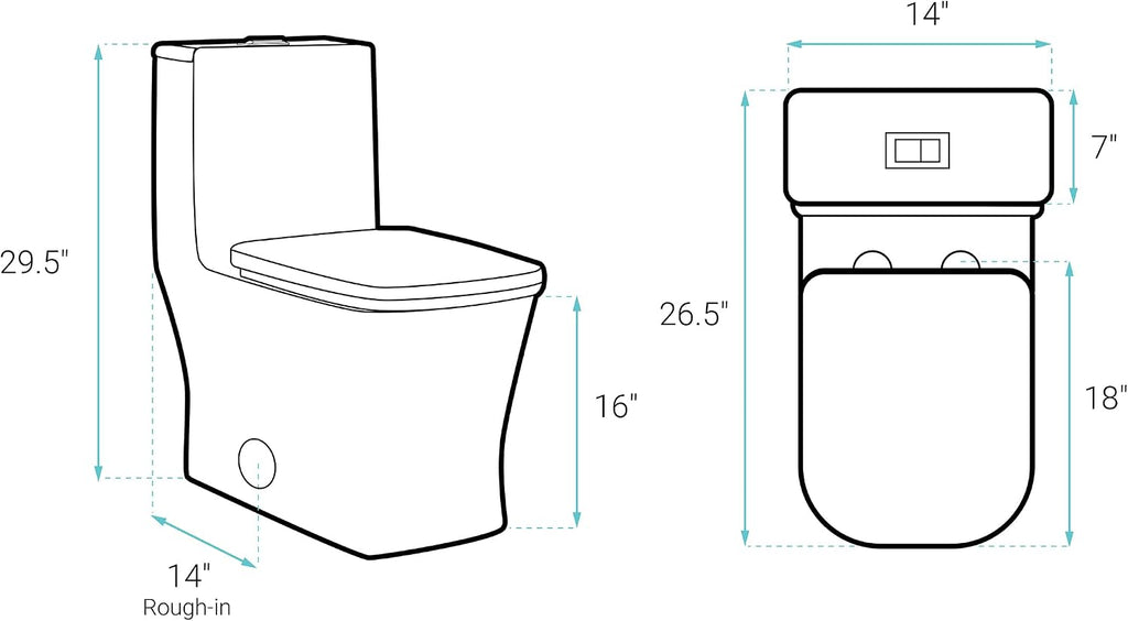 Concorde One-Piece 14' Rough-in 1.1/1.6 GPF Dual Top Flush Square Toilet in Glossy White