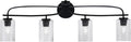 Toltec Lighting Cavella 4-Light Bath Bar – Modern Bathroom Vanity Light – Dimmable, LED-Compatible Wall Fixture – Matte Black Finish, 4' Smoke Bubble Glass