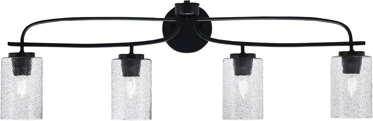 Toltec Lighting Cavella 4-Light Bath Bar – Modern Bathroom Vanity Light – Dimmable, LED-Compatible Wall Fixture – Matte Black Finish, 4' Smoke Bubble Glass