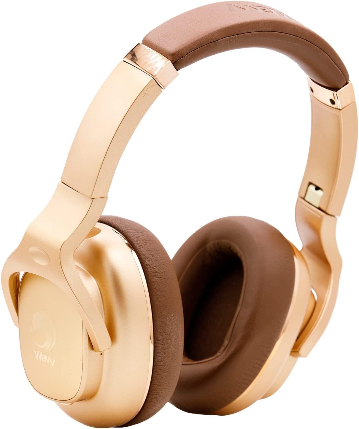 WAVV Element Active Noise Cancelling Headphones Wireless Over Ear Bluetooth Headphones with Microphone, Deep Bass, Quick Charge 40H Playtime,Comfortable Ear Pads for Cellphone/TV/PC/Laptop (Gold)
