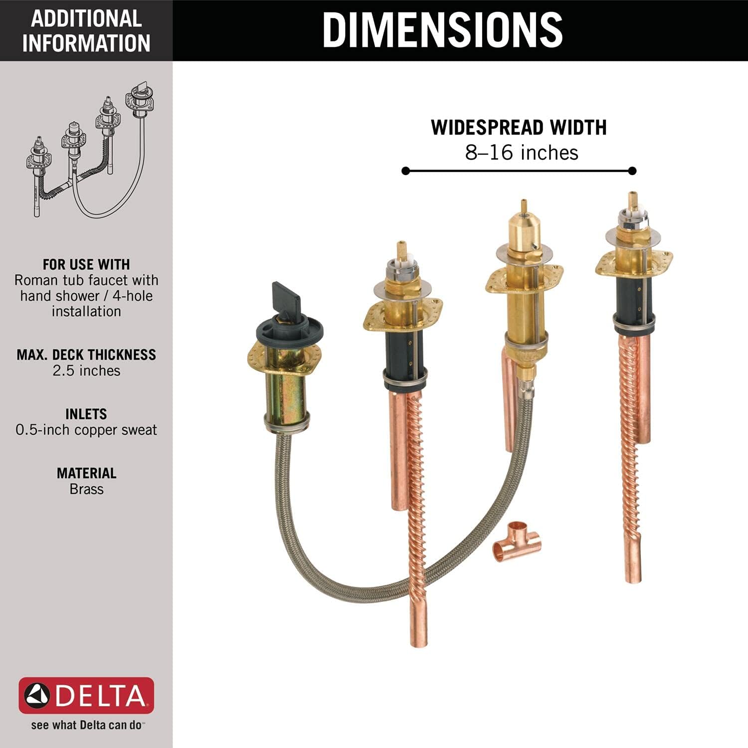 Delta Faucet Roman Tub Rough-In Valve for Delta 2-Handle Roman Tub Bath Faucets with Hand Showers R4707