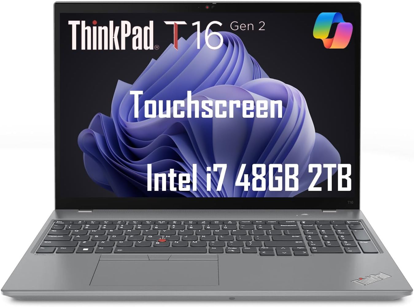 Lenovo ThinkPad T16 Gen 2 Business Laptop (16' FHD+ Touchscreen, Intel 10-Core i7-1355U, 48GB DDR5 RAM, 2TB SSD), Backlit, Fingerprint, FHD IR Webcam, Ethernet, 3-Yr Warranty, Win 11 Pro w/ AI Copilot