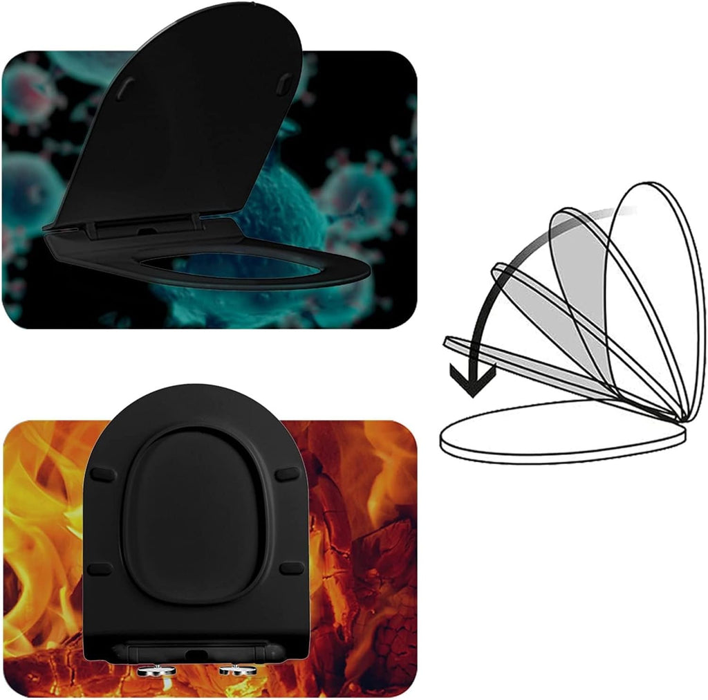 Toilet Seat Soft-Close Toilet Seat with Cover, Urea-Formaldehyde Toilet Seats, A Variety of Styles Available, Top Fixed Toilet Seat,Meida U