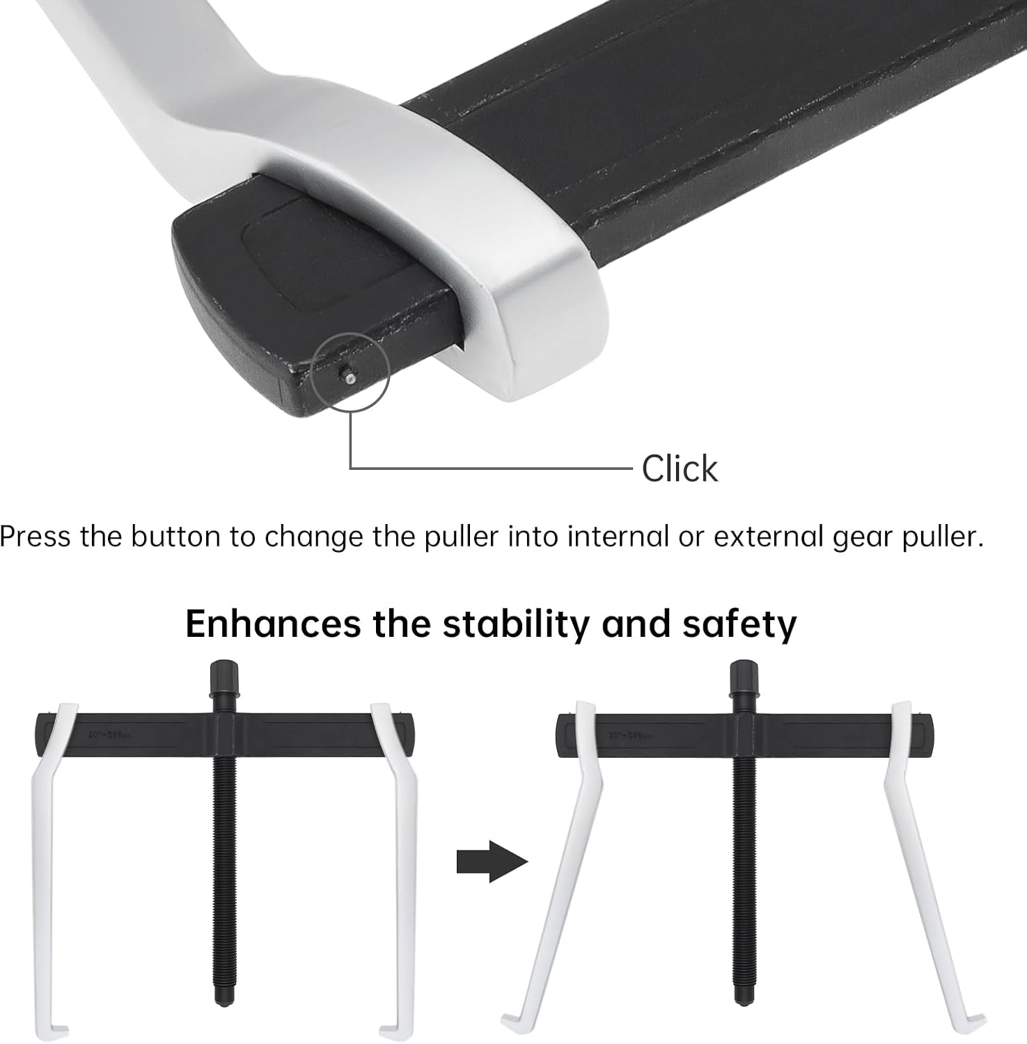 ChgImposs 20 Inch 2-Jaw Gear Puller, Heavy Duty CR-V Adjustable Reversible Bearing Puller Tool for External & Internal Removal of Pulleys, Flywheels, Bearings, Gears, Brake Drums