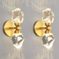 HAIXIANG 2 Packs Wall Sconces - Gold Modern Crystal Vanity Lighting for Dining Room, Bedroom, Living Room, Entryway, Bathroom - Wall Mount Lighting Fixture - Warm Light