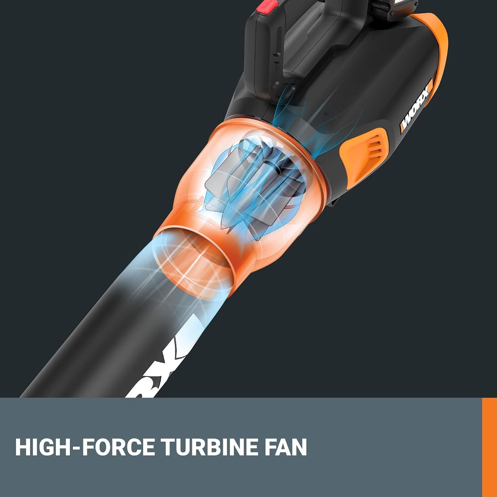 WORX Cordless Leaf Blower, Electric Blower for Lawn Care wth Brushless Motor, 2 × 2.5 Ah Batteries & Charger Included, WG584