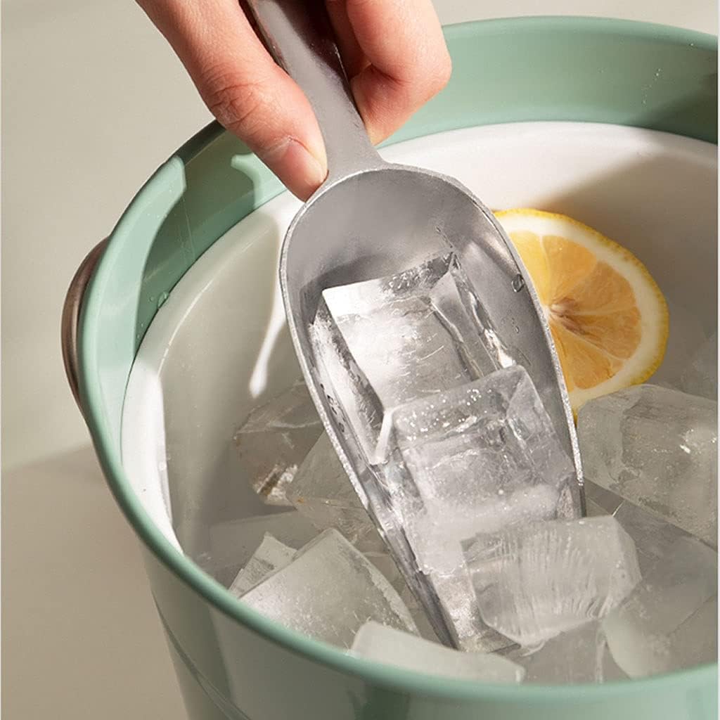 Ice Bucket Ice Bucket Cooler Wrought Iron Bar Beer Champagne Ice Bucket with Lid Small Ice Bucket White Blue Red Aluminum Color with Ice Shovel Ice Buckets for Cocktail Bar (Color : Blanc)