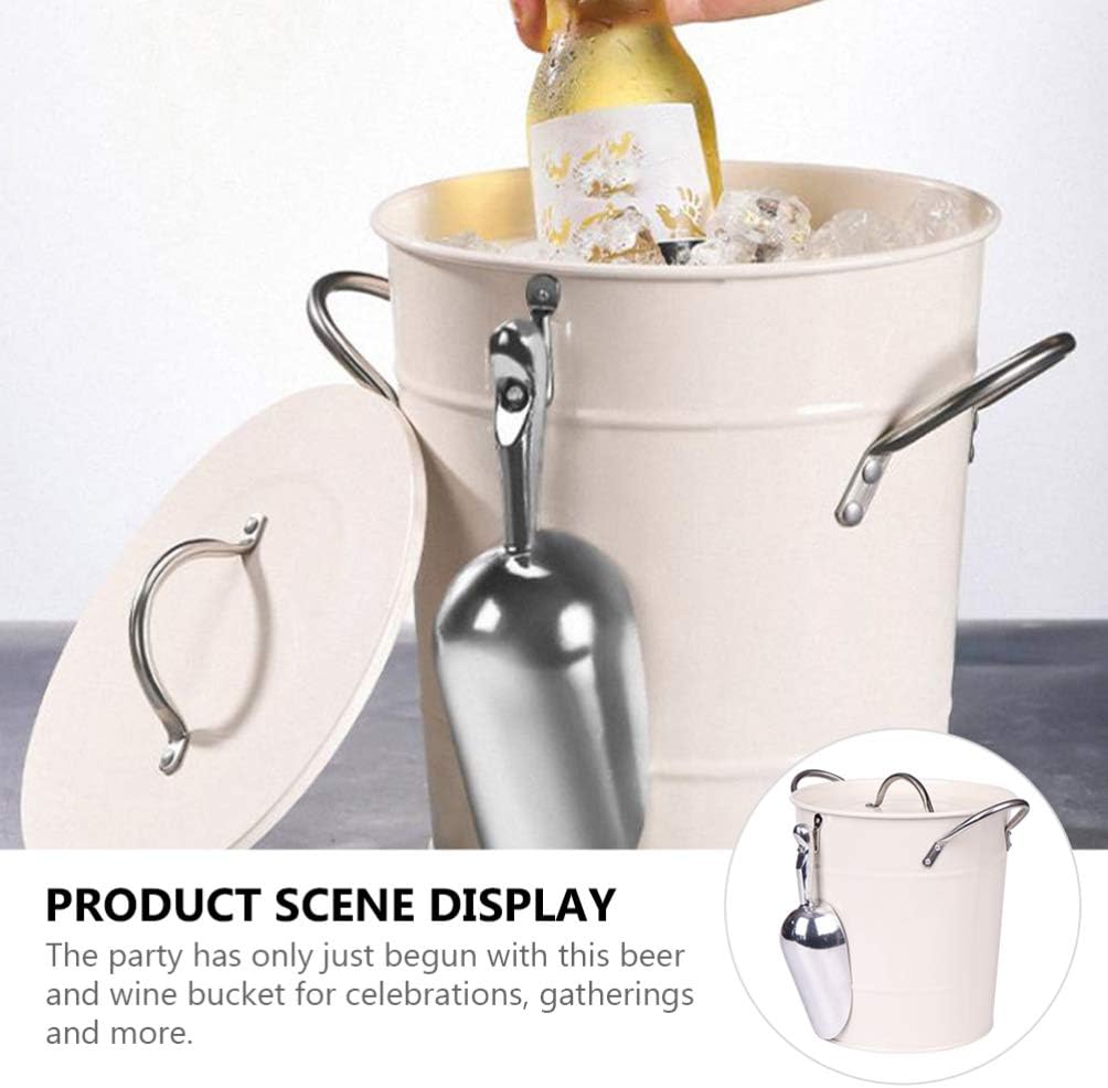 Mini Fridge Freezer Ice Bucket with Ice Scoop Metal Drink Tub Keeps Ice Cold Dry Carry Handle for Home Bar Chilling Beer Champagne Wine 4. 5L White Large Ice Bucket,Ice Buckets/White