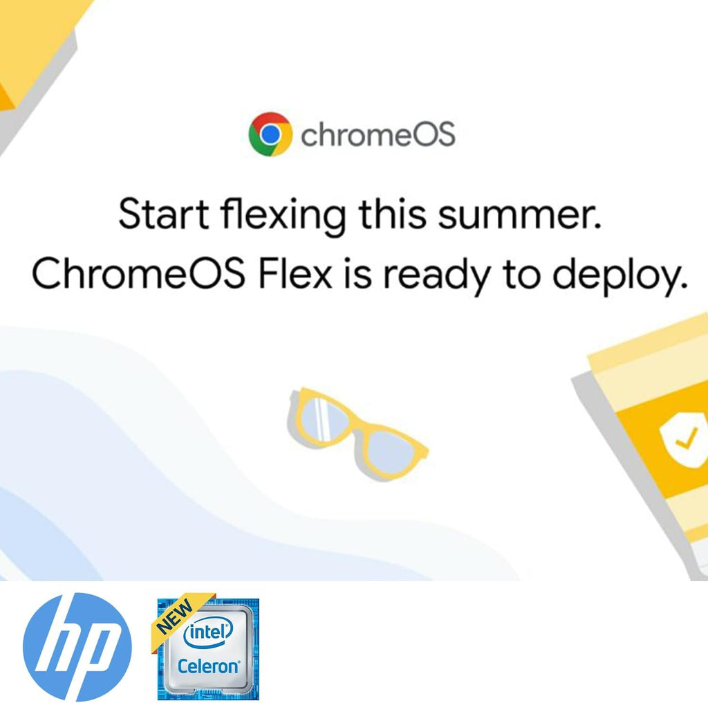 HP 14 Inch Chromebook with ChromeOS Flex | 8GB RAM | 128GB Storage (64GB Onboard and 64GB External) | Intel Celeron | Designed Purely for School and Work | Game App Not Allowed | Pink | No Mouse