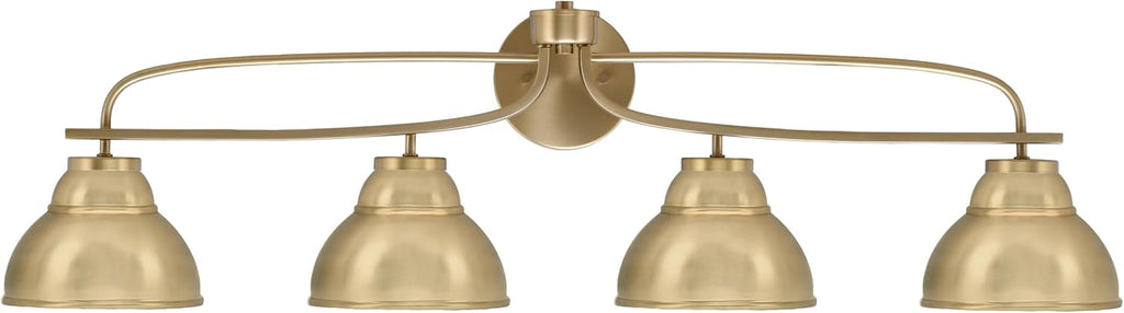 Toltec Lighting Cavella 4-Light Bath Bar – Modern Vanity Light Fixture for Bathroom – Dimmable and LED-Compatible Wall Light – New Age Brass Finish, 7' New Age Brass Metal Shades