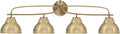 Toltec Lighting Cavella 4-Light Bath Bar – Modern Vanity Light Fixture for Bathroom – Dimmable and LED-Compatible Wall Light – New Age Brass Finish, 7' New Age Brass Metal Shades