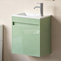 wonline 16' Floating Bathroom Vanity with Sink, Wall Mounted Resin Basin Cabinet Combo for Small Bathrooms, High Gloss Green, Includes Chrome Faucet & Pop Up Drain