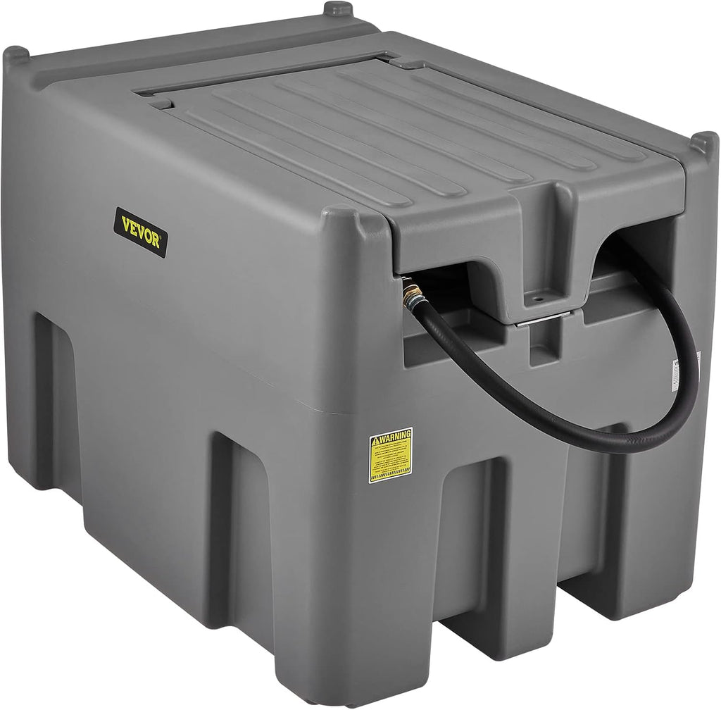 VEVOR Portable Diesel Tank, 116 Gallon Capacity & 10 GPM Flow Rate, Diesel Fuel with 12V Electric Transfer Pump and 13.1ft Rubber Hose, PE Transfer Tank for Easy Fuel Transportation, Gray