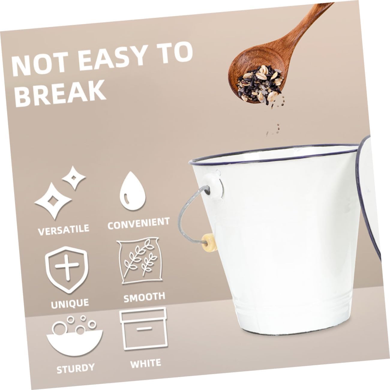 Luxshiny Enamel Milk Bucket Lid Multiuse Utility Pail for Liquid Storage Thickened Container for Milk Water and More for Household and Party Use Capacity