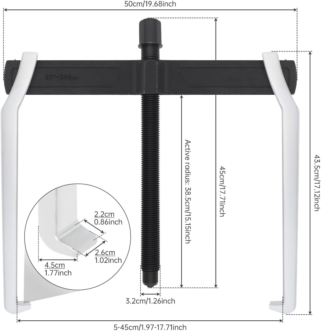 ChgImposs 20 Inch 2-Jaw Gear Puller, Heavy Duty CR-V Adjustable Reversible Bearing Puller Tool for External & Internal Removal of Pulleys, Flywheels, Bearings, Gears, Brake Drums