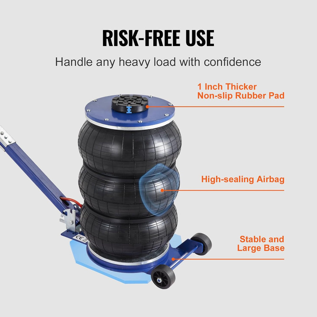 VEVOR Triple Bag Air Jack, 5 Ton/11000 lbs | Six Steel Pipes, Lift up to 18.5 inch/470 mm, 3-5 s Fast Lifting, Adjustable Handle, For Car, Garage, Repair