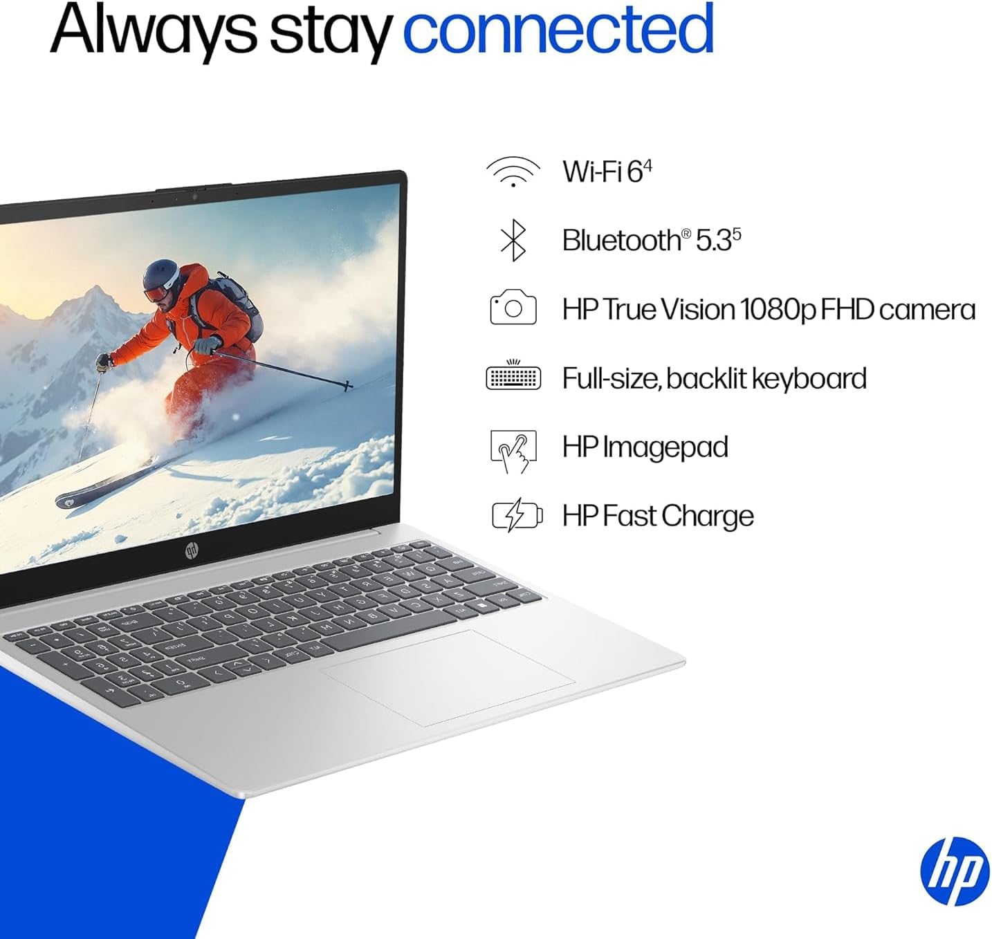 HP 15.6 Inch Full HD Touchscreen Laptop | 13th Gen Intel Core i7 1335U, 10 Cores, Up to 5GHz | 64GB RAM, 4TB SSD | Natural Silver | 8HR Battery | WiFi 6, Bluetooth 5.3