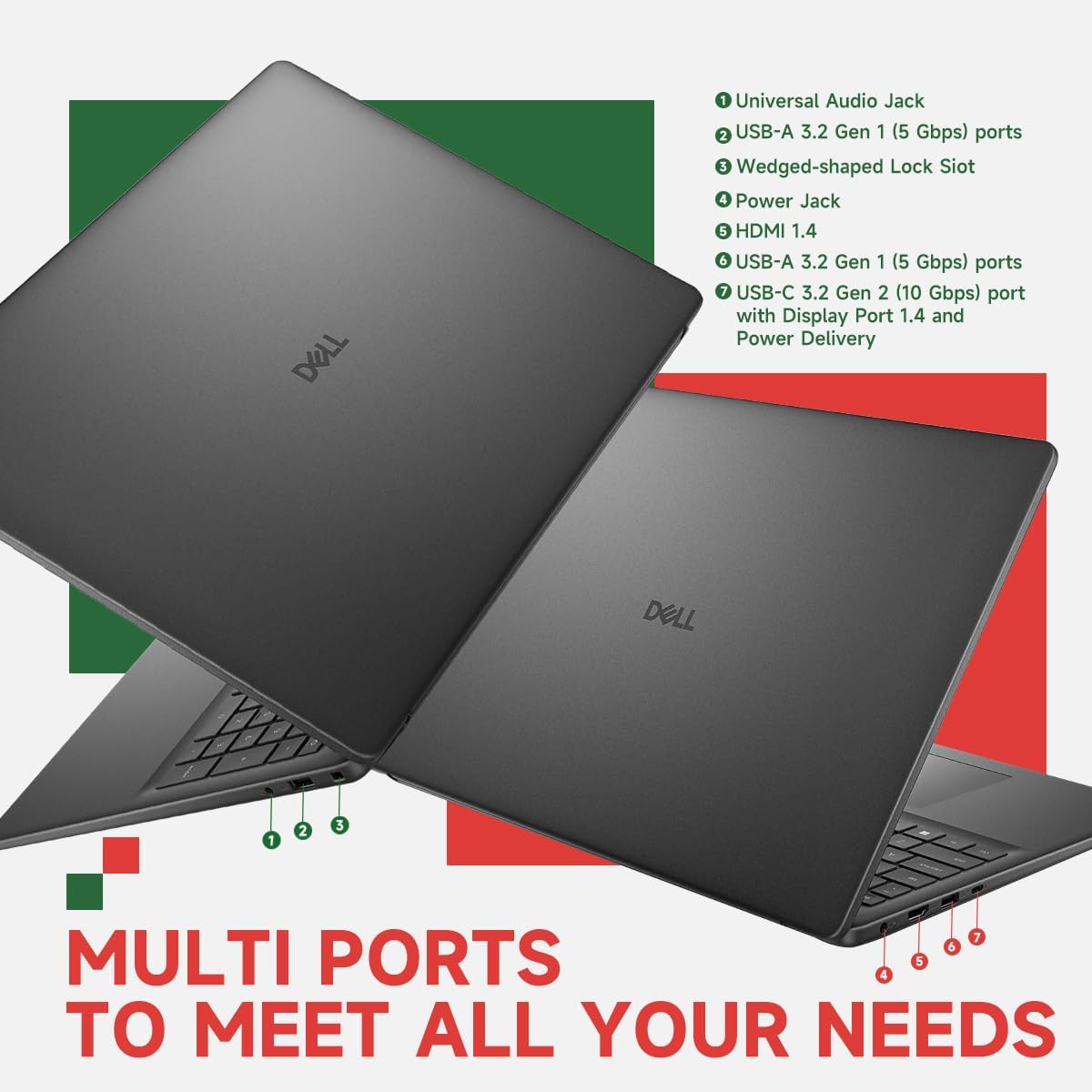 Dell 16 Touchscreen Laptop Computer - Intel 10-Core 7 150U (up to 5.4 GHz), 32 GB DDR5 RAM, 2 TB SSD, 16' FHD+ Touch Display, Backlit KB, Wi-Fi 6, Copilot AI, Windows 11 Pro, Black
